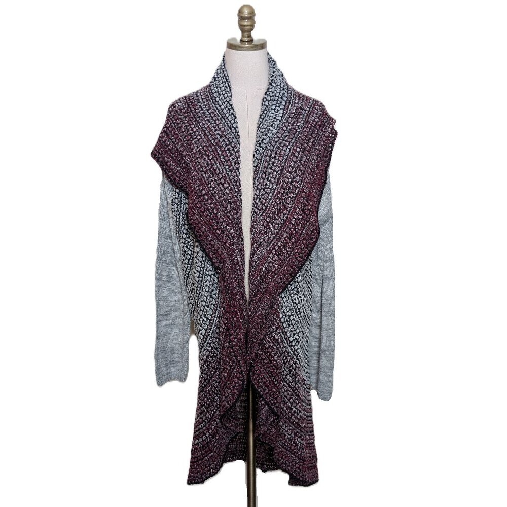 Soft Surroundings Ombre Chunky Knit Cocoon Cardigan Duster Size M Gray Cozy